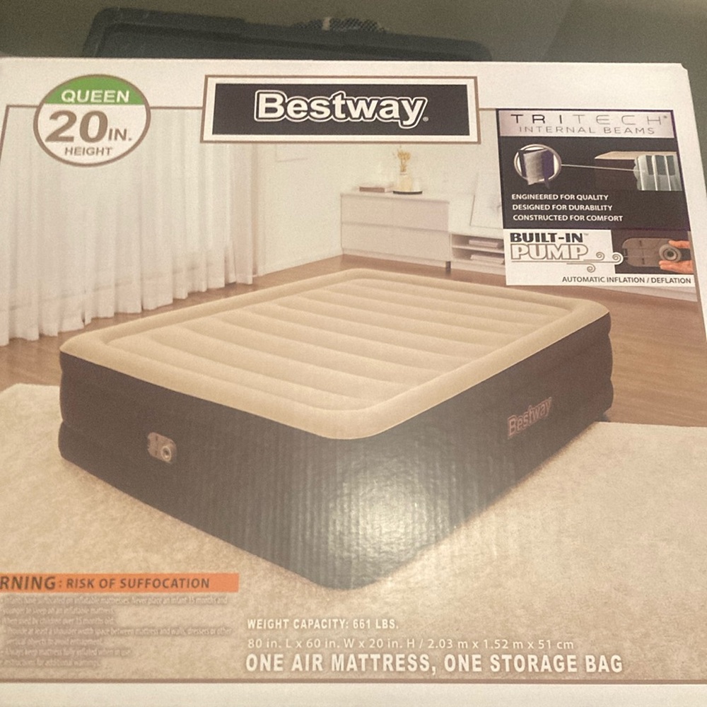 Queen Air Mattress - Black and Tan